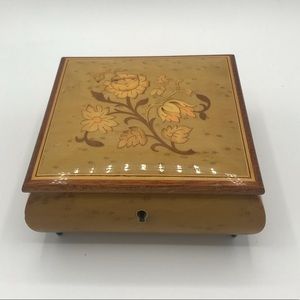 Vintage wooden inlay music jewelry box